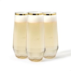 POP Gold Rim 9oz Diamond Flute SET OF 48, Premium Quality, Set of 48