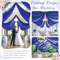 FANPROMS 4 Panels Royal Blue Ceiling Drapes Wedding Decorations Sheer Chiffon…