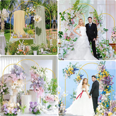 Gold Metal Arch Backdrop Stand Set of 3 for Weddings & Events