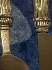 Christmas/Wedding Cake Server & Knife Godinger Silverplate Santa Handles Vintage