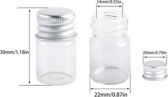 Mini Glass Bottles with Screw Caps 5ml 24 Sets Aluminum Top Metal Lids