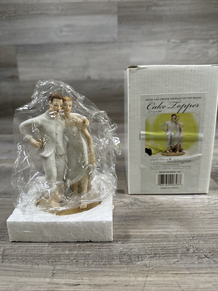 Weddingstar Wedding Cake Topper Bride & Groom On Beach Porcelain New