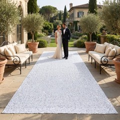 White Sequin Velvet Carpet Runner for Party 4FTx15FT Carpet Sparkly Rug for I…
