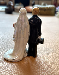 Antique Porcelain Wedding Cake Top Bride and Groom Occupied Japan
