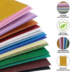 44 Sheets Glitter Cardstock Paper, 22 A5 (8.3” x 5.8”), 44 Sheets-22 Colors