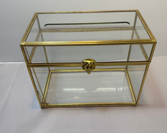 Brass and Acrylic Wedding Card Box with Lock and Slot 10″ x 5.5″