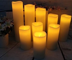 Flameless Candles Battery Operated Candles Real Wax Ivory 4″ 5″ 6″ 7″ 8″ 9″
