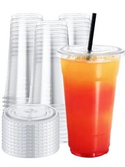 75 Sets Plastic Cups with Lids – Clear Disposable Drinking Cups for 24 oz