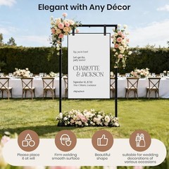 Wedding Sign Holder Adjustable Welcome Wedding Sign Stand W/ Leather Sign
