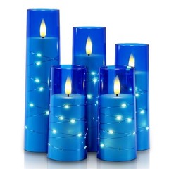 Independence Day Flameless Candle with Remote Timer – 5 Flickering 5pcs-Blue