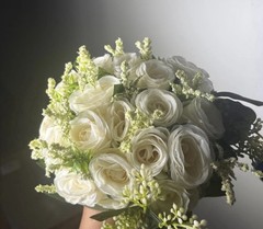 Set of 6 Bridesmaid Bouquets for Wedding – 7 Inch Artificial Ivory Flower Bouqt