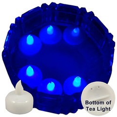 NEW 6 Blue Led Floating Floral Tea Light Candle for Wedding Centerpiece Decor
