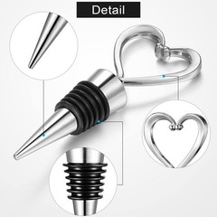 Ferraycle 30 Pcs Heart Wine Stoppers Wedding Bridal Shower Favor for Silver