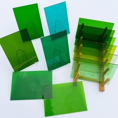 LITMIND 24 Sheets Transparent Stained Glass Sheets – Blue & Green Gradient