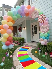 118 x 39 Inches Candy Party Decorations Colorful Polyester Carpet Aisle Runne…
