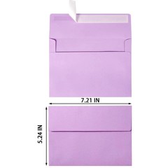 50 Pack 5 x 7 Envelopes Colored Self Seal for Wedding, One Size, Light Purple