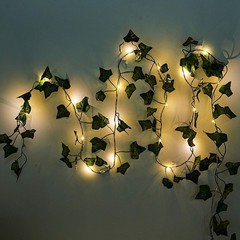 7 ft Green LED Ivy Leaf Garland Battery Operated Fairy Lights Party Decorations