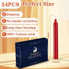 24 Pack Red Spell Chime Candles – Premium Mini Unscented Taper