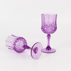 PURPLE 6 Plastic 8 oz Crystal Cut Goblets WINE GLASSES Party Events Decorations