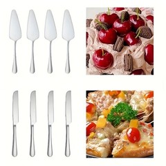 2 Pieces Stainless Steel Silvery Cake Knife and Server Set Cutting Slicing
