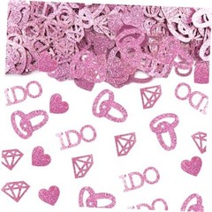 ABTOLS 200pcs Rose Gold Wedding Table Confetti, Pink Glitter Paper Heart I Do