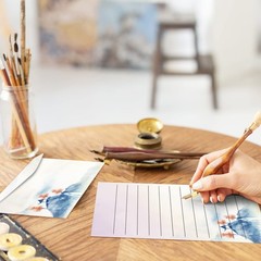 Geyee 200 Pieces Watercolor Stationary Paper and Envelopes Include 100 berry