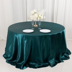 Balsa Circle Peacock Teal Satin Round Tablecloth 132″ (Round),
