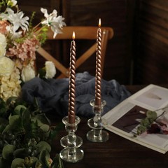ROSE GOLD 12 Spiral 11″ Long Unscented Premium Wax Taper CANDLES Party