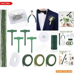 DIY Floral Arrangement Kit – Boutonniere Pins, Wires & Elegant Ribbon Included