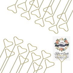 Floral Card Holder Picks 40 Gold Heart-Shaped Sticks for Centerpieces and Photos