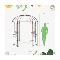 7×8.4 FT Metal Garden Arbor Pergola with Trellis Birdcage Shape