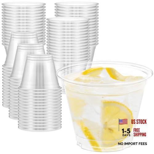 100 Pack Clear Plastic Cups – Sturdy & Food Safe – 9 oz 100.0 – Disposable