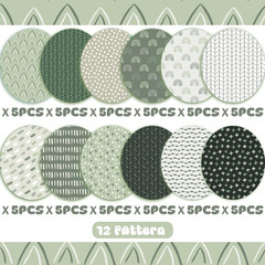 60 Sheets Sage Green Boho Scrapbook Paper, 8.3» X 5.7» Trendy Mint Green Boho