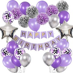 Birthday Decorations for Girls and Silver Lavender Party Decor Kit for Purple