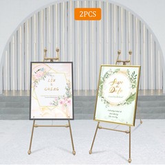 2pcs Golden Wedding Easel Stand Art Exhibition Show Gold Frame Display Stand