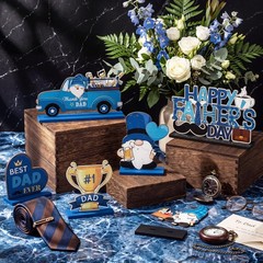 6 Pcs Father’s Day Table Decorations – Wooden Best Dad Ever Centerpieces No 1 Da