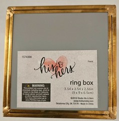 Glass & Brass Ring/Trinket Box 3.5″ x 3.5″ x 2.5″ Hinged Lid Mirrored Bottom