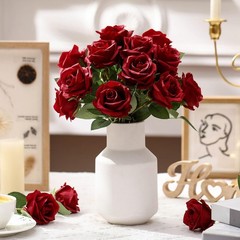 Jexine 60 PCS Artificial Roses Bulk Silk Flowers with Long Stems, Realistic F…