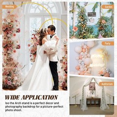 Wedding Arch Backdrop Stand 7.2FT, 6.6FT, 6FT Golden Metal Arch Fit for Wedding
