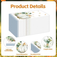 100 Pcs Fall Paper Napkins, 3-Ply Pumpkin Maple Leaves Guest Dinner Hand Towe…