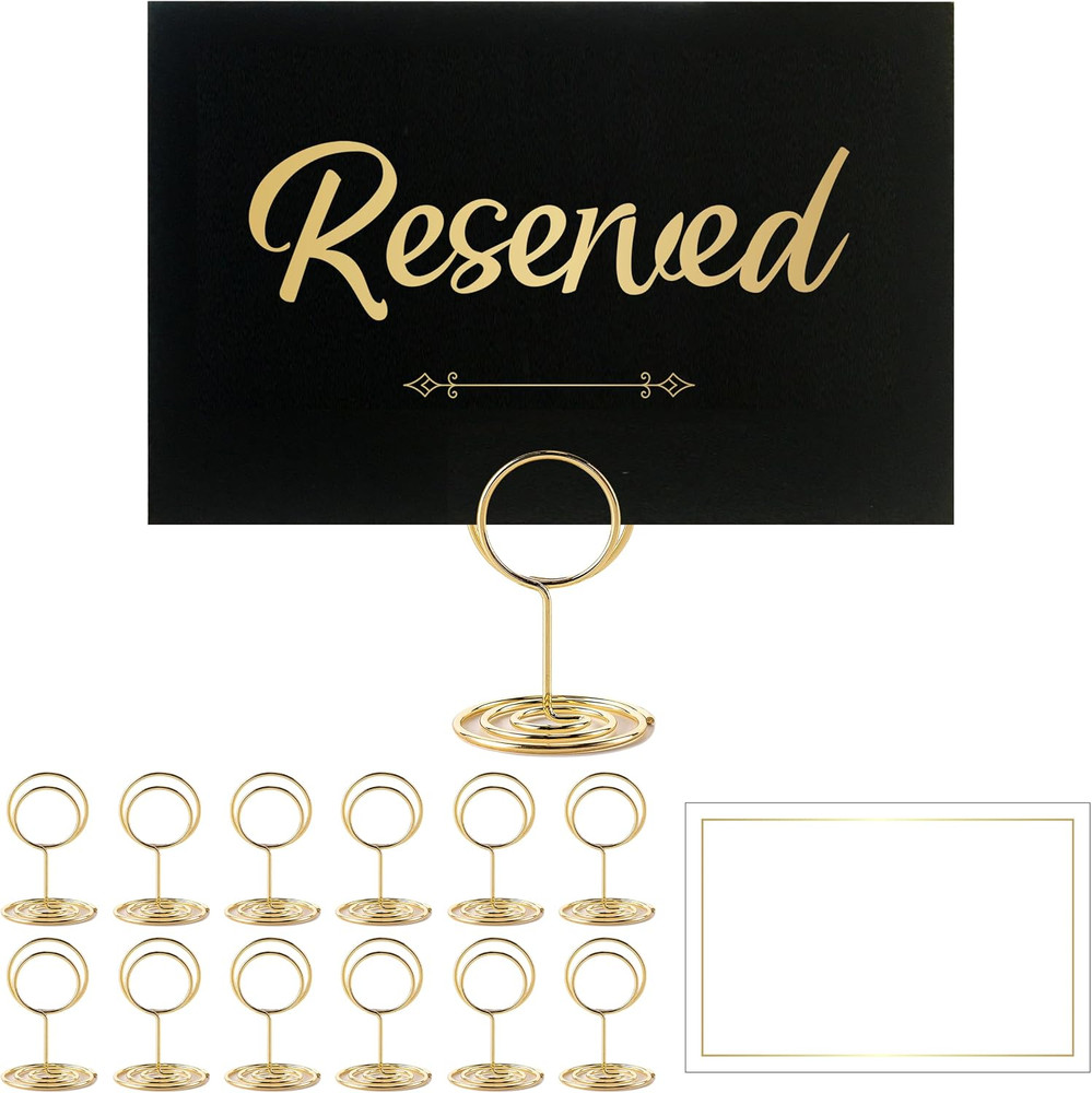 12 Pack- Gold Foil Reserved Signs for Wedding and Restaurant Tables with Stand a