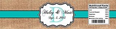 100 Burlap Blue Stripe Wedding Shower Water Bottle Labels Bridal Party