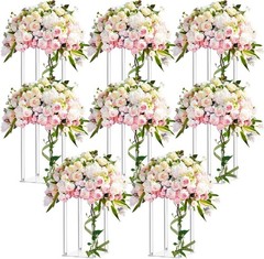 4 Pieces Tall Acrylic Vase Wedding Centerpieces Clear Flower Stand Column