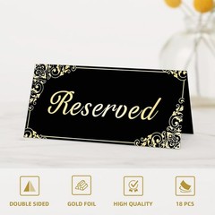 18 Pack Gold Reserved Table Signs for Wedding Party Restaurant – Double Sided…