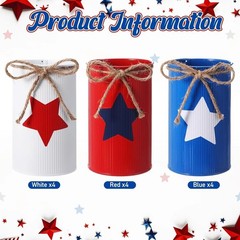 12 Pcs Memorial Day Table Centerpieces Patriotic Vases Red White and Blue Dec…