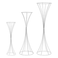 3pcs Set of Modern Silver Metal Flower Stands in Varying Sizes for Wedding Decor