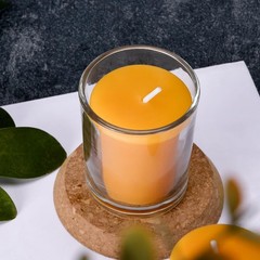 Pure Beeswax Votive Candles-6 Pack Natural Votives Set in Glass Jar Yellow