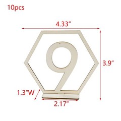 10pcs Wooden Table Numbers 1-10 Hexagon Shape Holder Base Wedding Reception