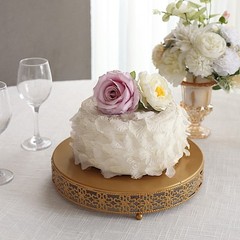 12″ Gold Metal Fleur De Lis Round Pedestal Cake Stand Party Events Decorations