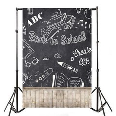 Laeacco 3x5ft Back to School Backdrop Vintage Wood Floor Rustic Blackboard Ph…